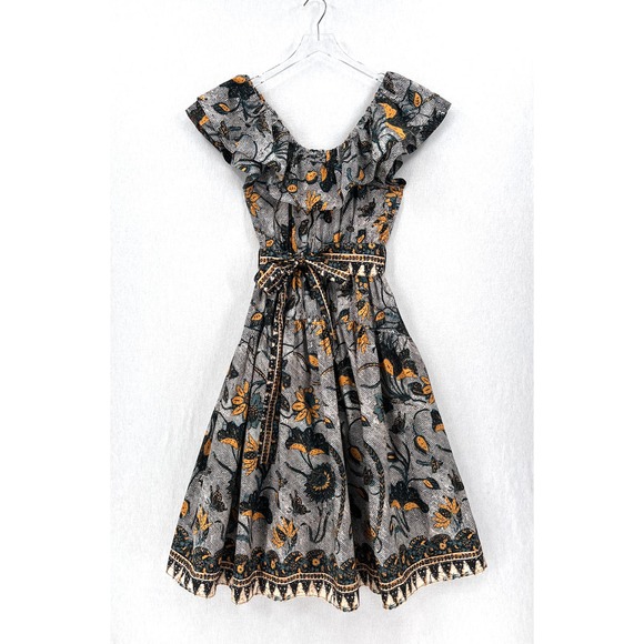 ULLA JOHNSON Amira Midi Dress Womens 6 White Green Portofino Printed Cotton - Picture 5 of 16